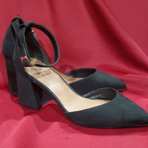 Call It Spring Black Heels with Ankle Strap and Pointed Toe